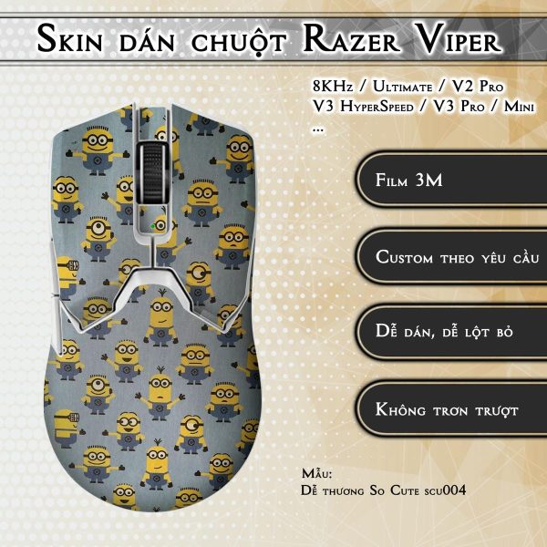 Skin dán chuột Razer Viper mẫu Dễ thương So Cute scu004