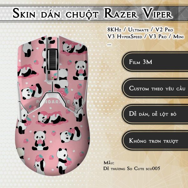 Skin dán chuột Razer Viper mẫu Dễ thương So Cute scu005