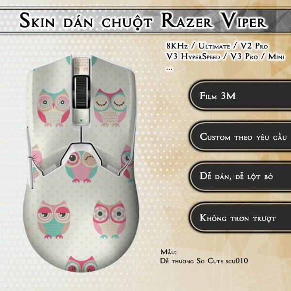 Skin dán chuột Razer Viper mẫu Dễ thương So Cute scu010