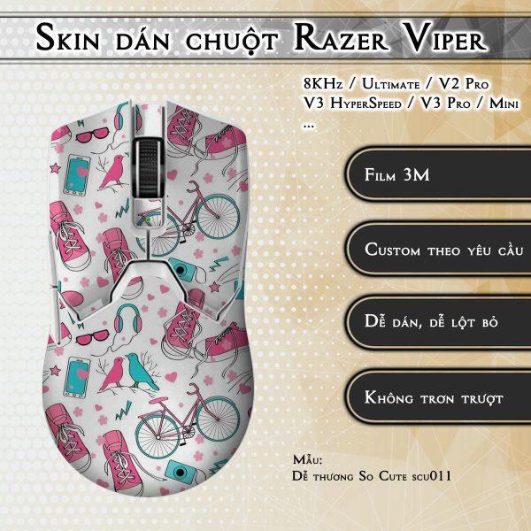 Skin dán chuột Razer Viper mẫu Dễ thương So Cute scu011