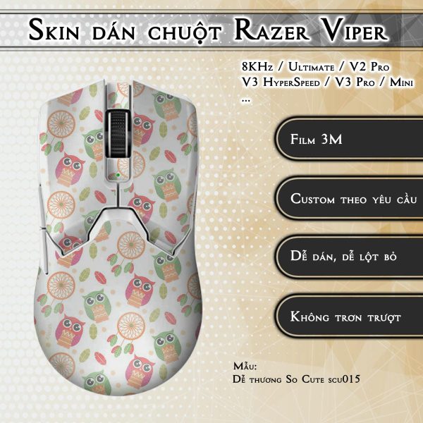 Skin dán chuột Razer Viper mẫu Dễ thương So Cute scu015