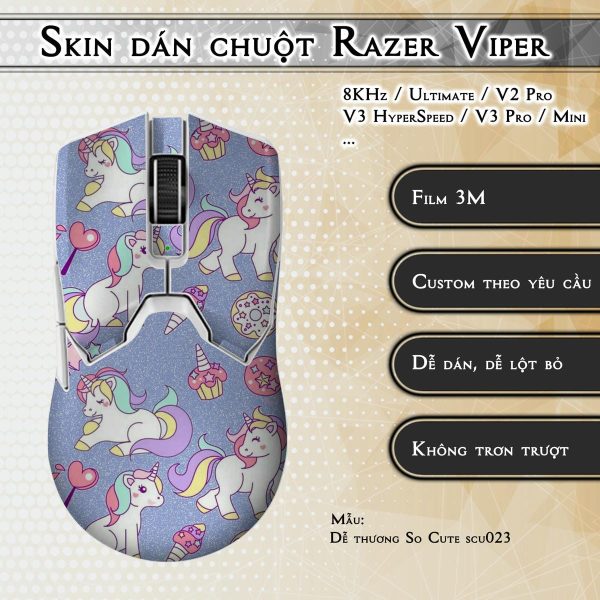 Skin dán chuột Razer Viper mẫu Dễ thương So Cute scu023