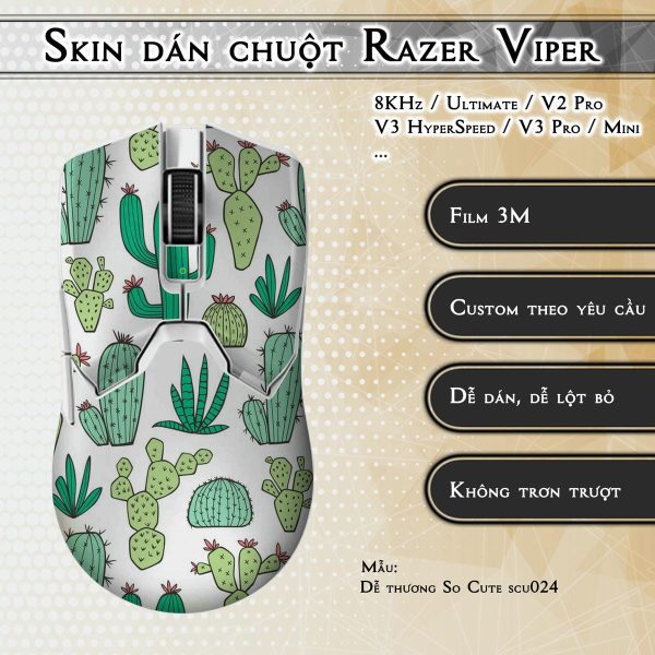 Skin dán chuột Razer Viper mẫu Dễ thương So Cute scu024