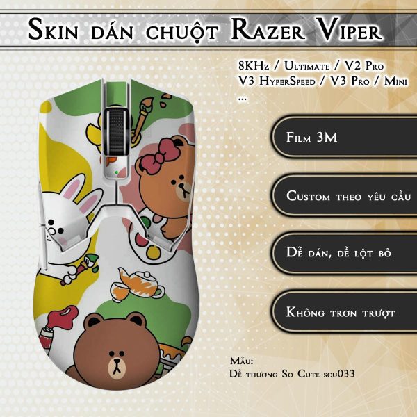Skin dán chuột Razer Viper mẫu Dễ thương So Cute scu033