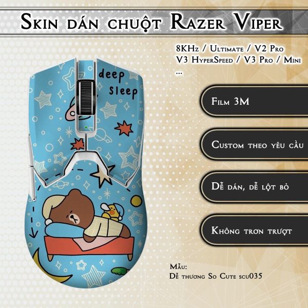 Skin dán chuột Razer Viper mẫu Dễ thương So Cute scu035