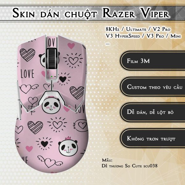 Skin dán chuột Razer Viper mẫu Dễ thương So Cute scu038