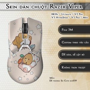 Skin dán chuột Razer Viper mẫu Dễ thương So Cute scu039