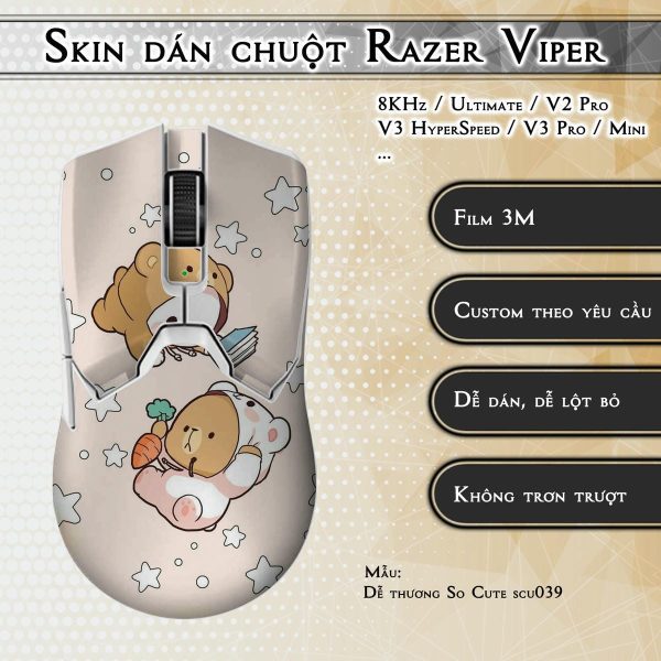Skin dán chuột Razer Viper mẫu Dễ thương So Cute scu039