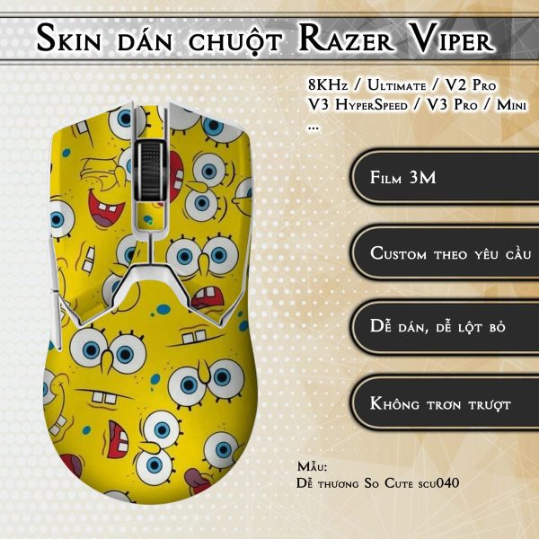 Skin dán chuột Razer Viper mẫu Dễ thương So Cute scu040