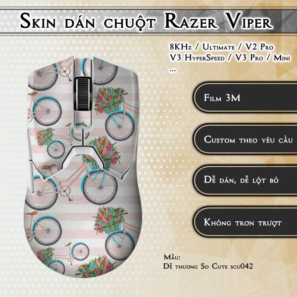 Skin dán chuột Razer Viper mẫu Dễ thương So Cute scu042