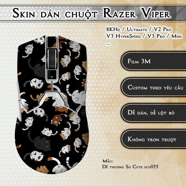 Skin dán chuột Razer Viper mẫu Dễ thương So Cute scu055
