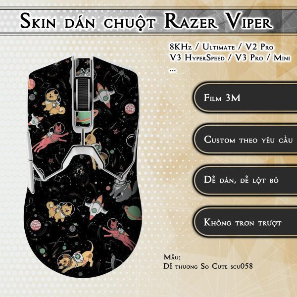 Skin dán chuột Razer Viper mẫu Dễ thương So Cute scu058