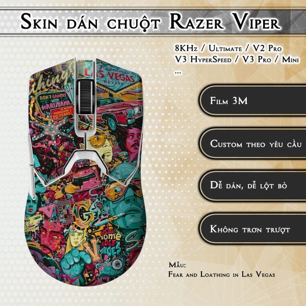 Skin dán chuột Razer Viper mẫu Fear and Loathing in Las Vegas