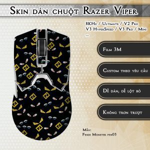 Skin dán chuột Razer Viper mẫu Fendi Monster fen03
