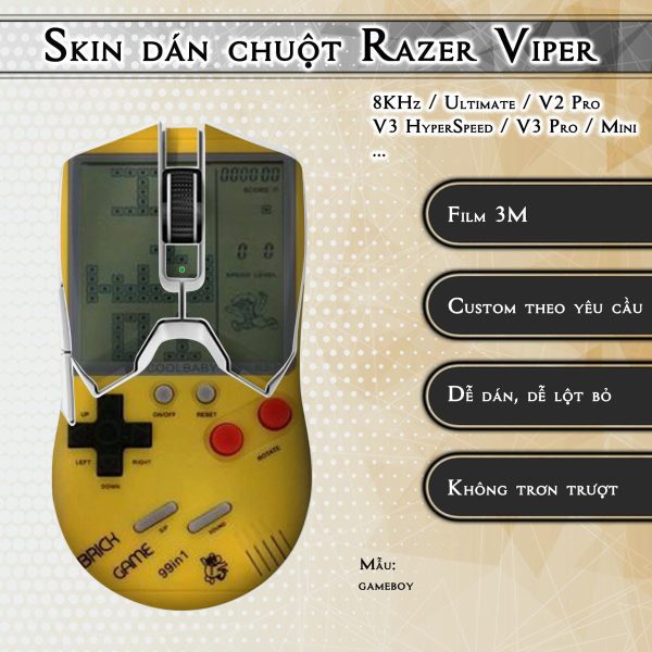Skin dán chuột Razer Viper mẫu gameboy