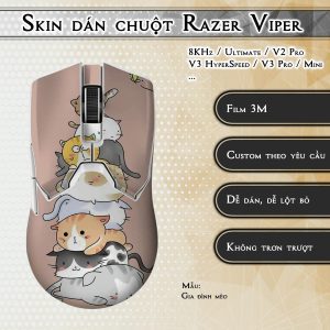 Skin dán chuột Razer Viper mẫu Gia đình mèo