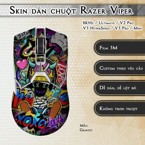 Skin dán chuột Razer Viper mẫu Graffiti