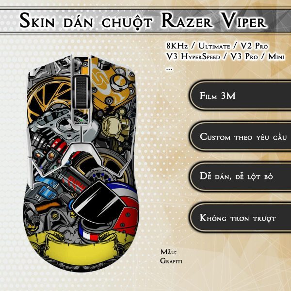 Skin dán chuột Razer Viper mẫu Grafiti