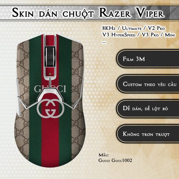 Skin dán chuột Razer Viper mẫu Gucci Gucc1002