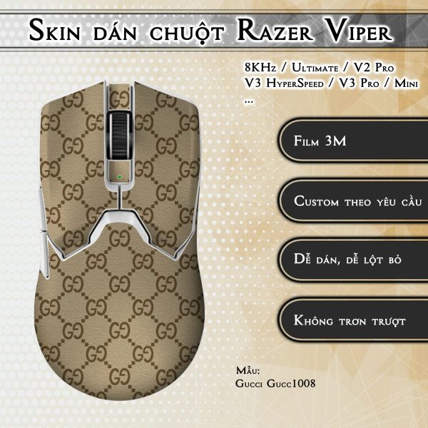 Skin dán chuột Razer Viper mẫu Gucci Gucc1008