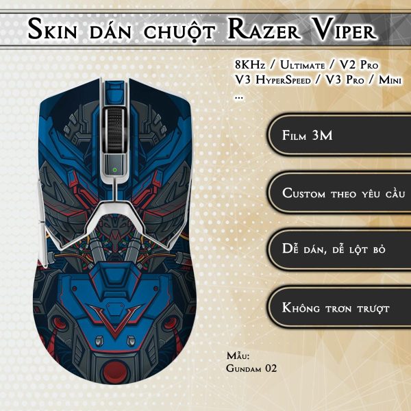 Skin dán chuột Razer Viper mẫu Gundam 02