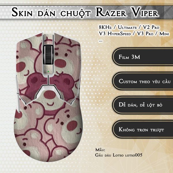 Skin dán chuột Razer Viper mẫu Gấu dâu Lotso lotso005