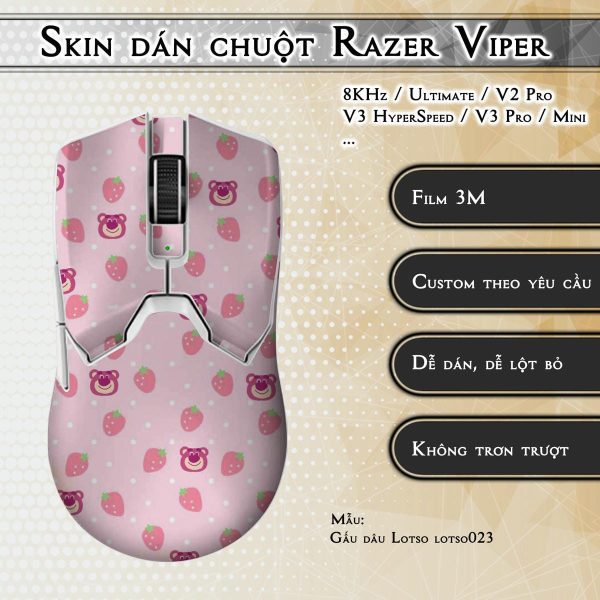 Skin dán chuột Razer Viper mẫu Gấu dâu Lotso lotso023