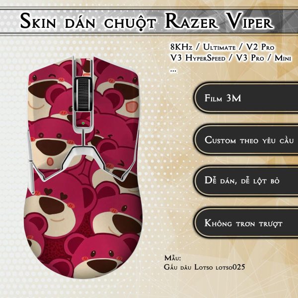 Skin dán chuột Razer Viper mẫu Gấu dâu Lotso lotso025