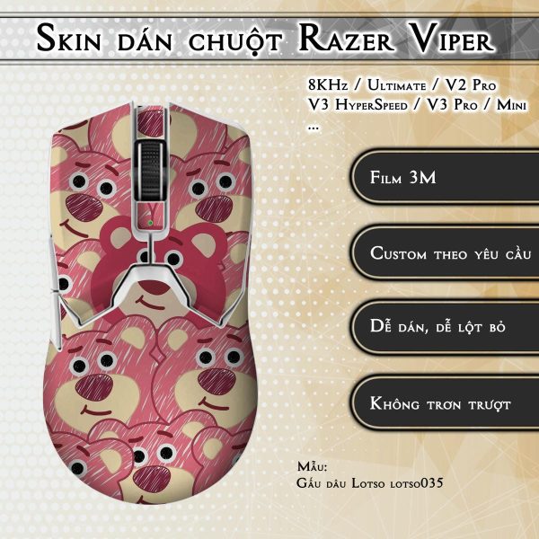 Skin dán chuột Razer Viper mẫu Gấu dâu Lotso lotso035