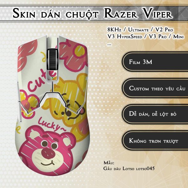 Skin dán chuột Razer Viper mẫu Gấu dâu Lotso lotso045