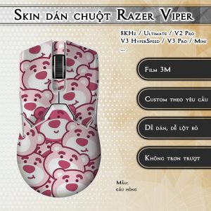 Skin dán chuột Razer Viper mẫu gấu hồng