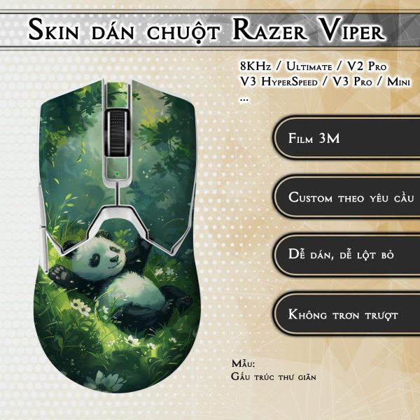 Skin dán chuột Razer Viper mẫu Gấu trúc thư giãn