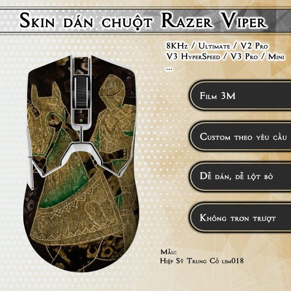 Skin dán chuột Razer Viper mẫu Hiệp Sỹ Trung Cổ lsm018