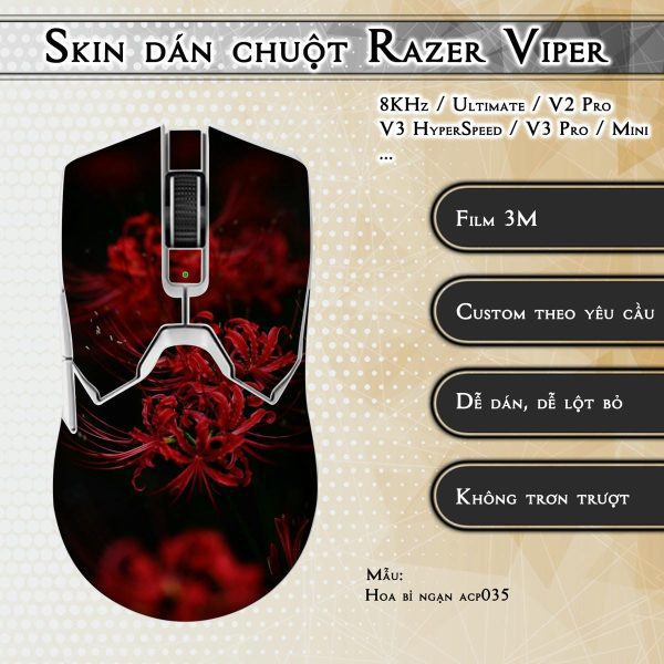Skin dán chuột Razer Viper mẫu Hoa bỉ ngạn acp035