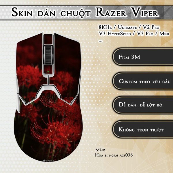 Skin dán chuột Razer Viper mẫu Hoa bỉ ngạn acp036