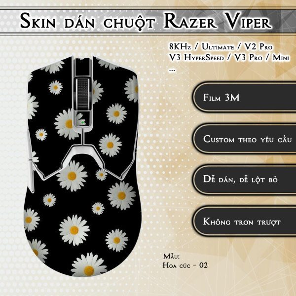 Skin dán chuột Razer Viper mẫu Hoa cúc - 02