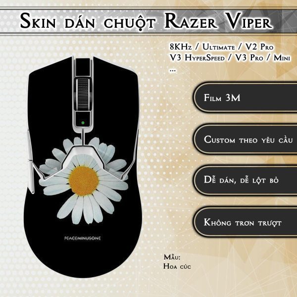 Skin dán chuột Razer Viper mẫu Hoa cúc