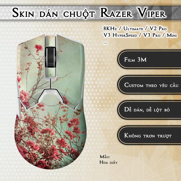 Skin dán chuột Razer Viper mẫu Hoa giấy