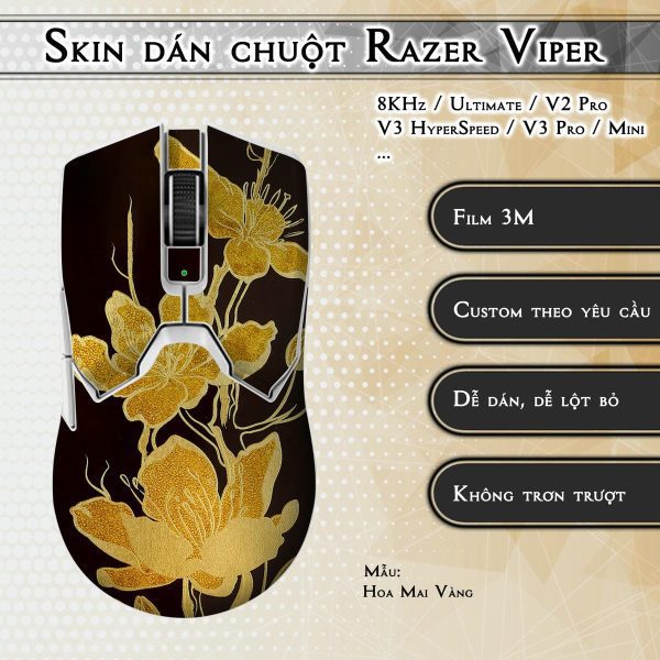 Skin dán chuột Razer Viper mẫu Hoa Mai Vàng