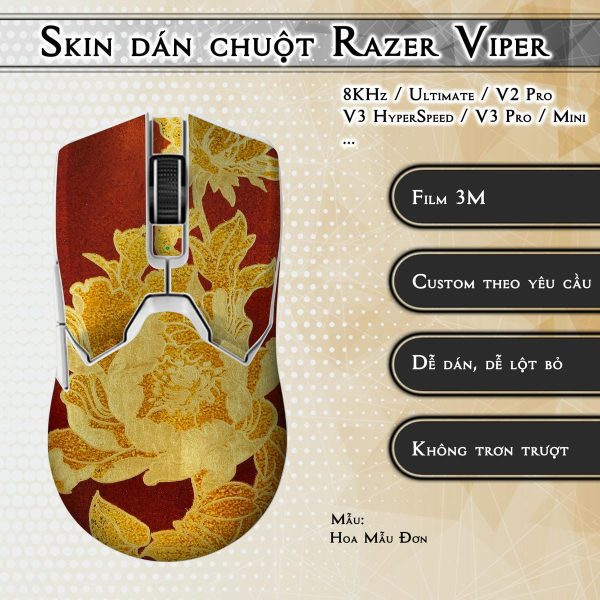 Skin dán chuột Razer Viper mẫu Hoa Mẫu Đơn