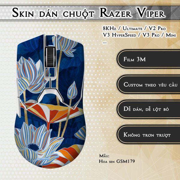 Skin dán chuột Razer Viper mẫu Hoa sen GSM179