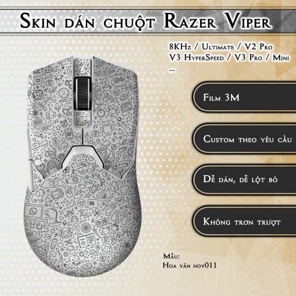 Skin dán chuột Razer Viper mẫu Hoa văn hov011