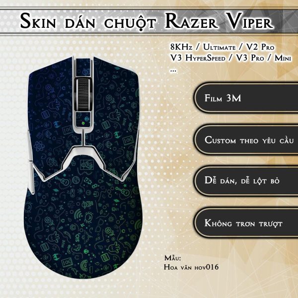 Skin dán chuột Razer Viper mẫu Hoa văn hov016