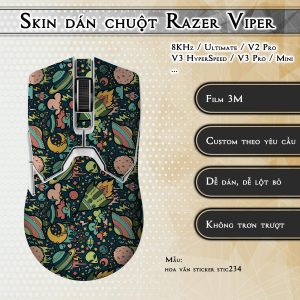 Skin dán chuột Razer Viper mẫu hoa văn sticker stic234