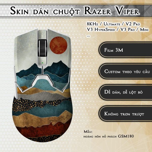 Skin dán chuột Razer Viper mẫu hoàng hôn hổ phách GSM180