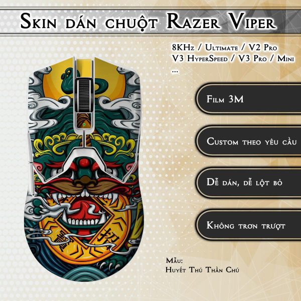 Skin dán chuột Razer Viper mẫu Huyết Thú Thần Chú