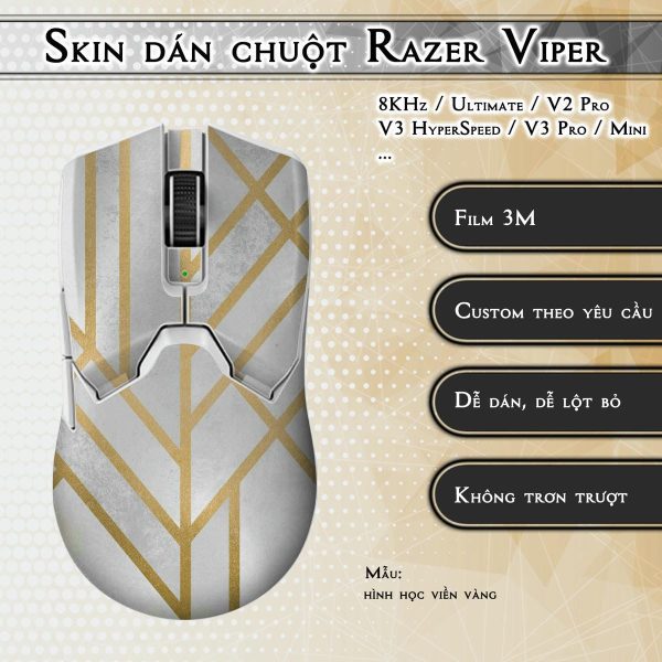 Skin dán chuột Razer Viper mẫu hình học viền vàng