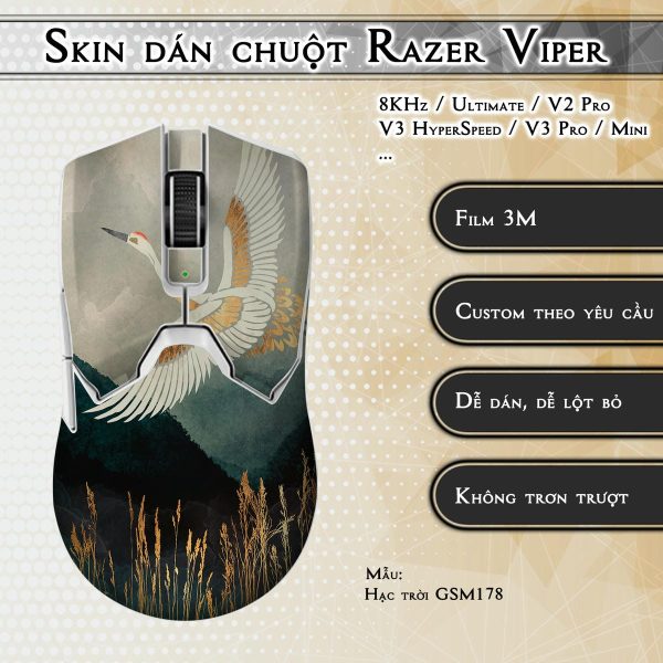 Skin dán chuột Razer Viper mẫu Hạc trời GSM178