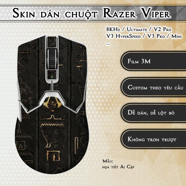 Skin dán chuột Razer Viper mẫu họa tiết Ai Cập