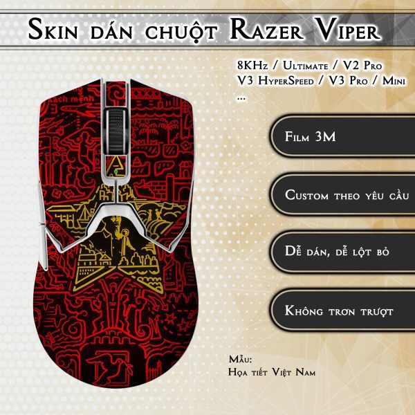 Skin dán chuột Razer Viper mẫu Họa tiết Việt Nam
